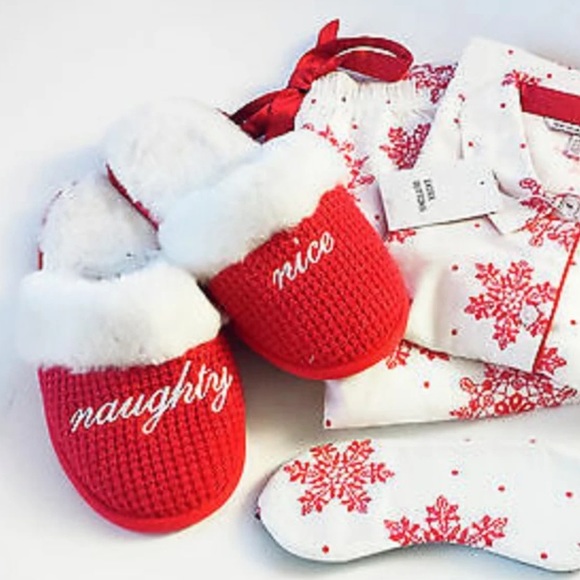 Victoria's Secret Shoes - NWT Victoria's Secret Naughty or Nice Red Slippers